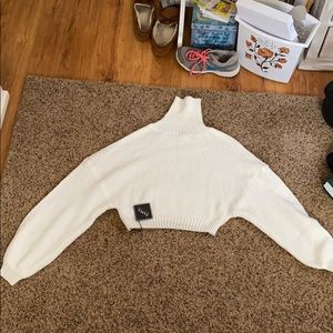Crop white turtleneck sweater